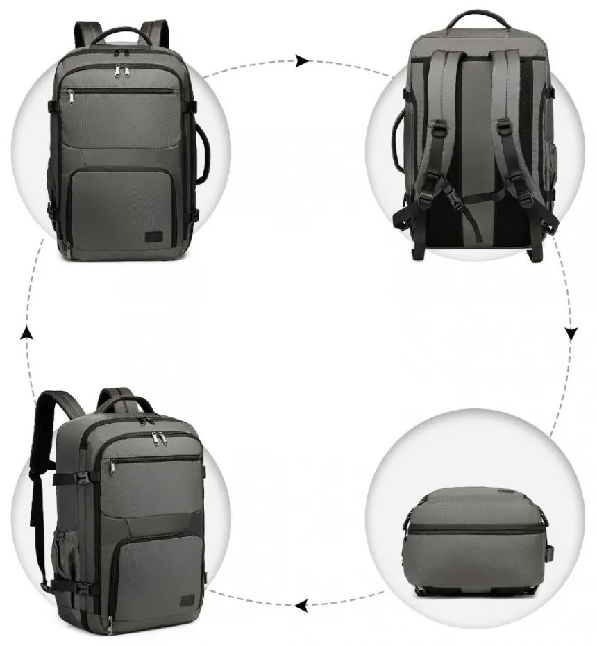 Konofactory Sivý objemný cestovný batoh do lietadla "Explorer" - XL (100l)