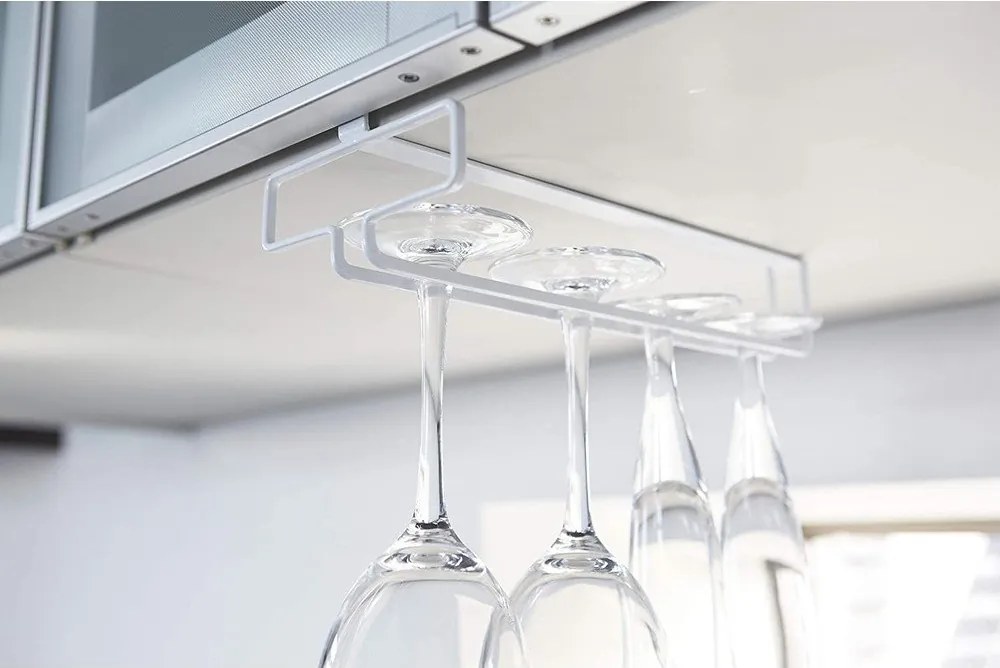 Biely závesný kovový držiak na poháre na víno Tower – YAMAZAKI