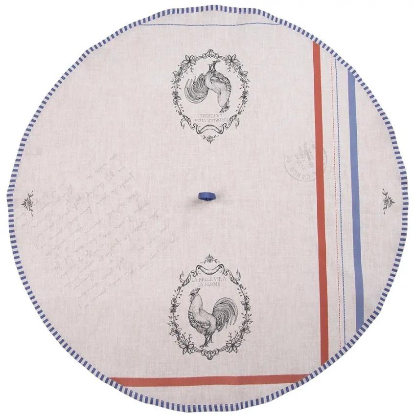Béžová bavlnená okrúhla utierka s kohútom Devine French Roster - Ø 80 cm