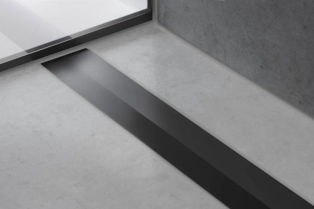 Hansgrohe RainDrain Flex, vrchná sada sprchového žľabu 1200, skracovateľný, pre inštaláciu voľne na plochu, čierna matná, HAN-56047670