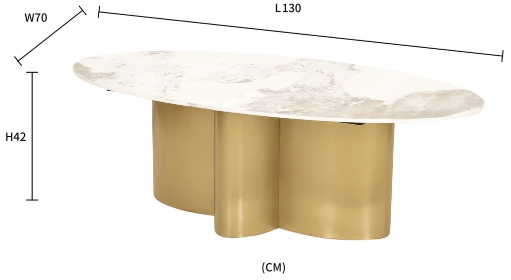 Konferenční stolek Modig 130 cm zlatý/mramor