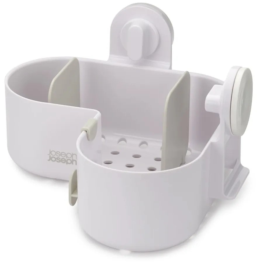 Biela plastová kúpeľňová polička bez vŕtania/rohová Duo – Joseph Joseph