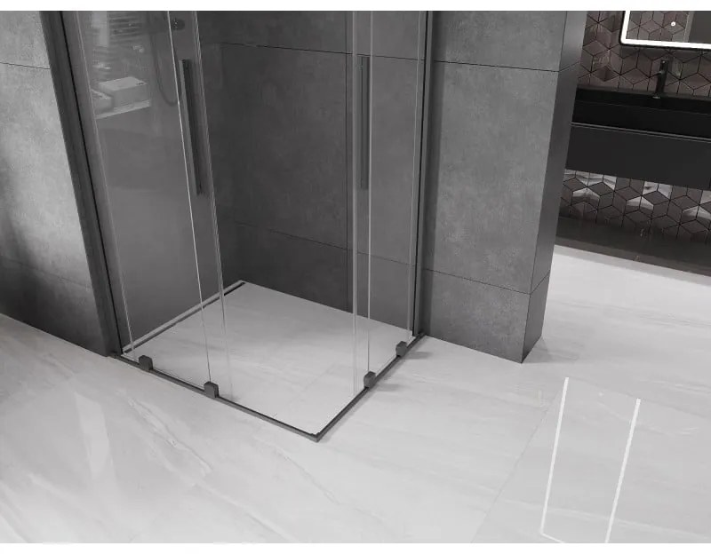 Mexen Velar Duo, sprchový kút s posuvnými dverami 90 x 80 cm, 8mm číre sklo, brúsený grafit, 871-090-080-02-95