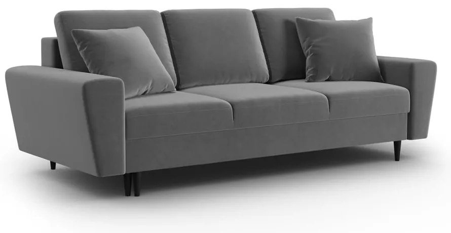 Svetlosivá zamatová rozkladacia/s úložným priestorom pohovka 235 cm Kyoto – Cosmopolitan Design
