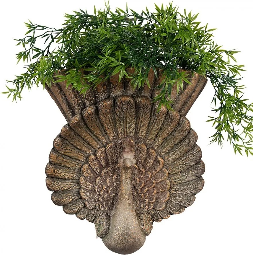 Planter 36x12x39 Cm Brown Ceramic Material Peacock - 36*12*39 cm
