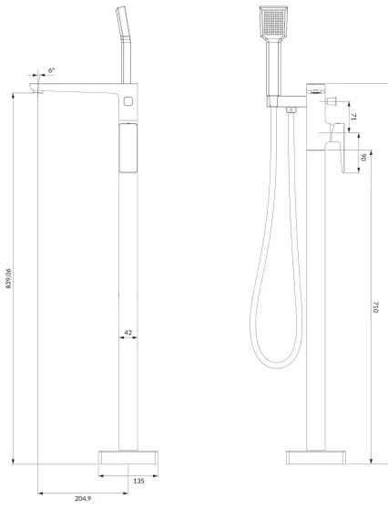 OMNIRES PM7433CR - Voľne stojacia vaňová sada s batériou PARMA lesklý chróm