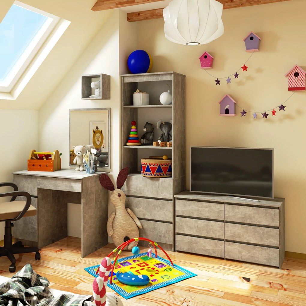 Komoda CL 100 cm 6 zásuviek betón