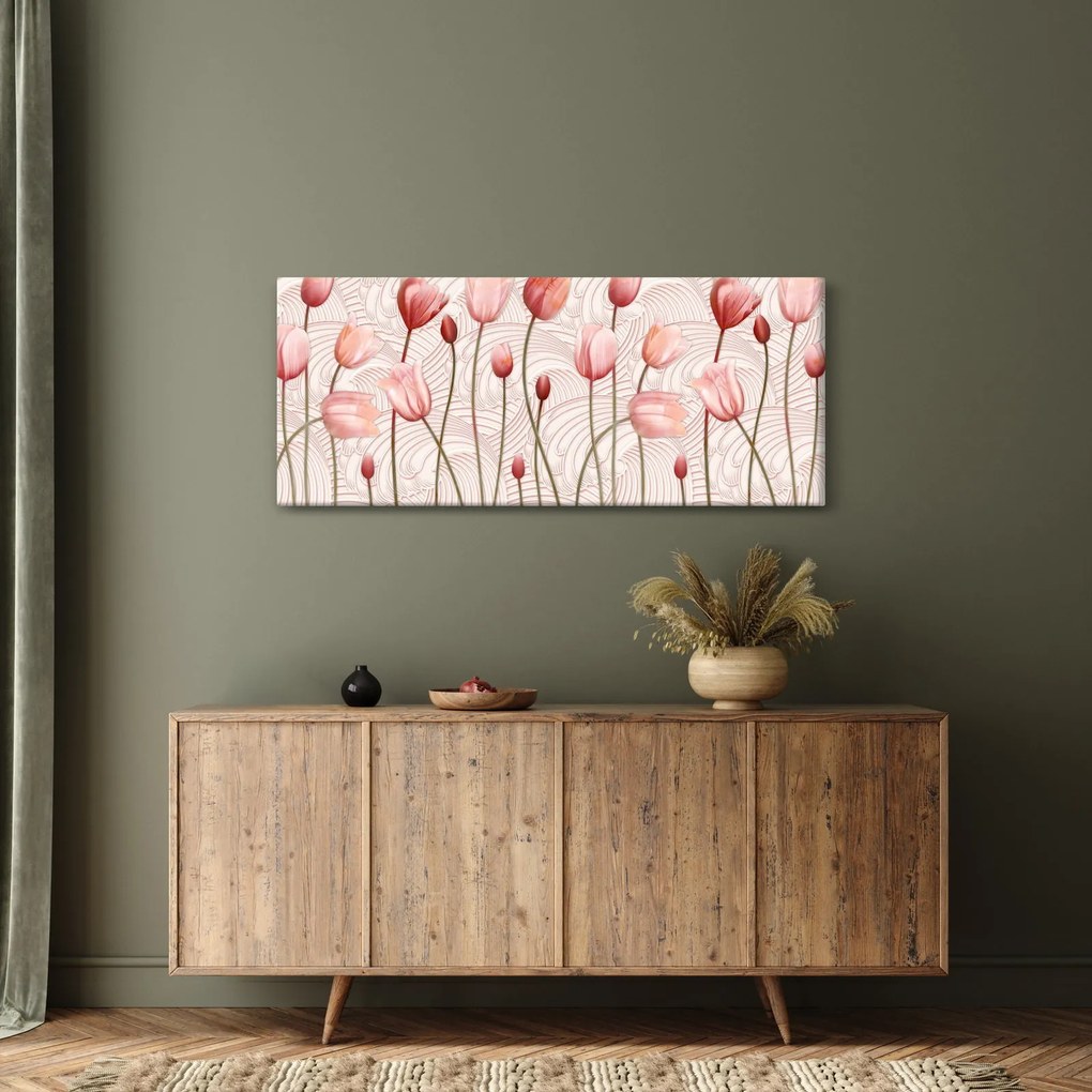 Obraz - Ružové tulipány (120x50 cm)