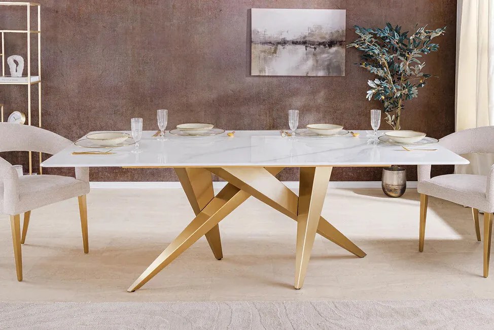 Luxusný jedálenský stôl Bonaldo z odolnej keramiky v mramorovom dizajne 200cm
