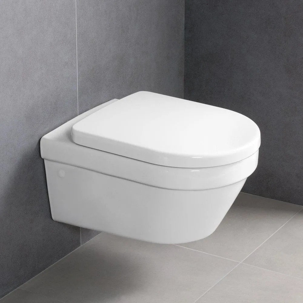 VILLEROY &amp; BOCH Architectura Combi-Pack, závesné WC s DirectFlush + WC sedátko s poklopom, s QuickRelease a Softclosing, biela alpská, s povrchom CeramicPlus, 4694HRR1