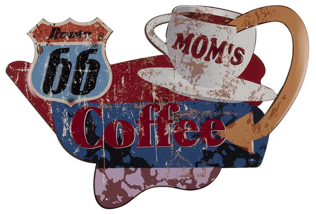 Nástenná kovová ceduľa Mom's coffee - 40 * 60 cm