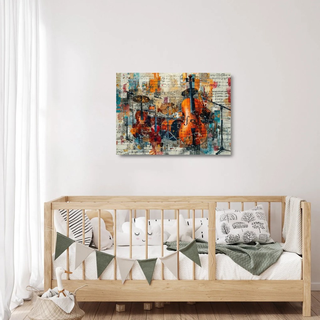 Sklenený obraz - Hudobné nástroje (70x50 cm)