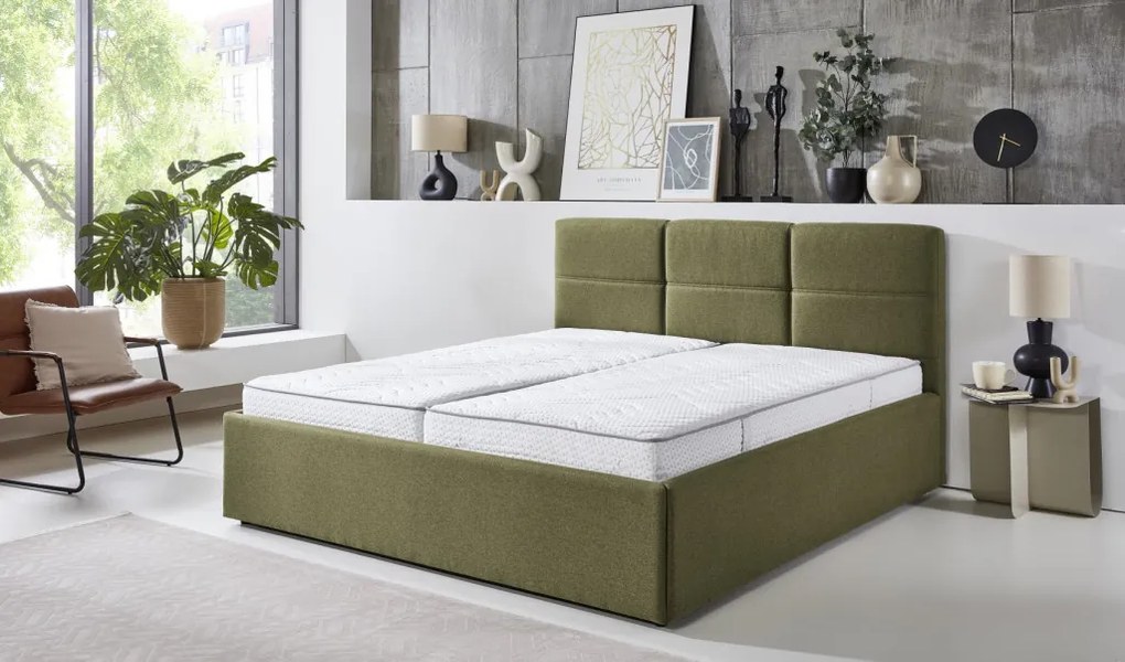 Posteľ Domango 180x200 cm, olivovo zelená látka