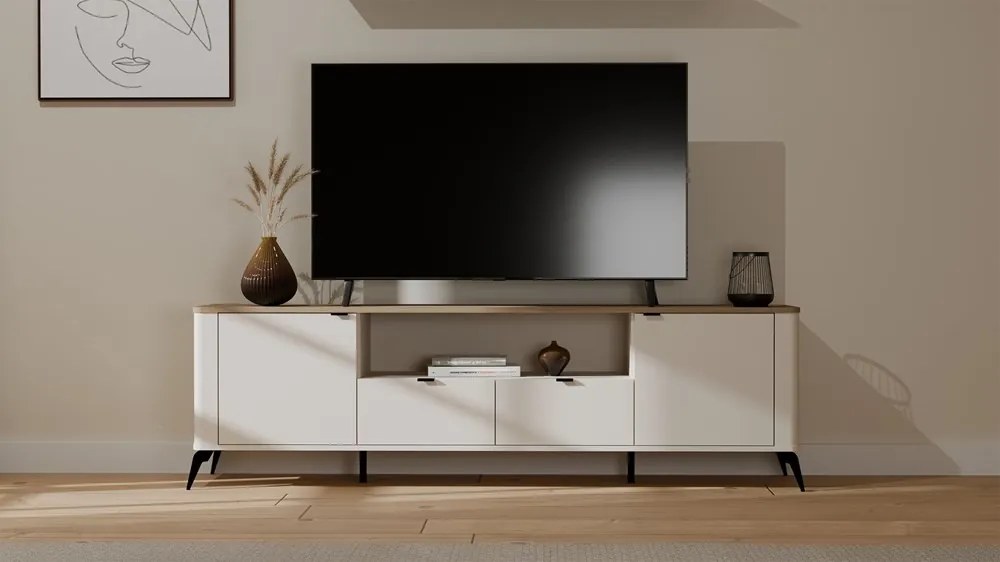 TV stolek CORDOBA 2D2S kašmírový/dub Castello