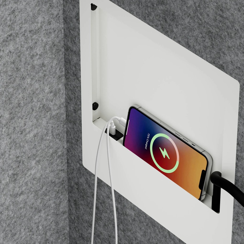 Akustická kabína SALLY MentalBox 600 mm – biely korpus, sivé sedadlo