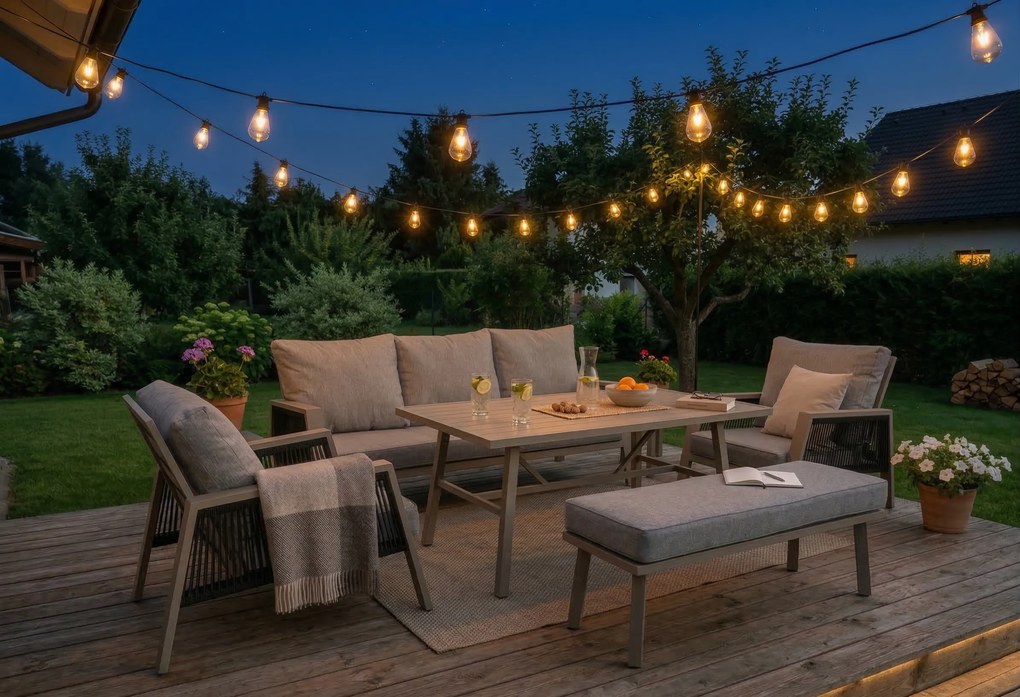 Sada zahradního nábytku pro 5 osob Houseland Atessa hnědá/šedá