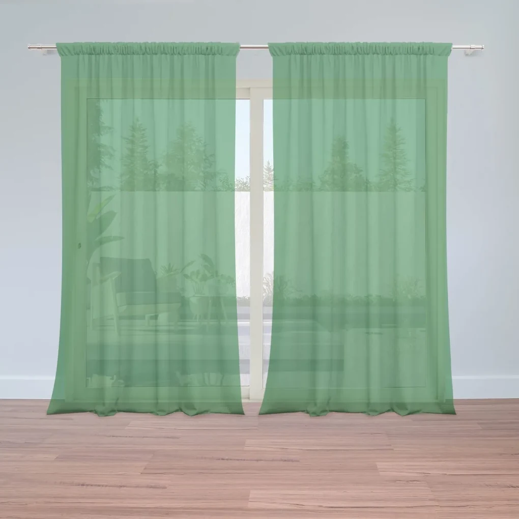Sablio Záclony Tmavozelená: 2ks 150x250cm