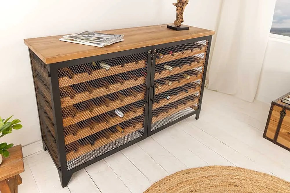 Dizajnová vitrína na víno Winebar 127 cm jedľa