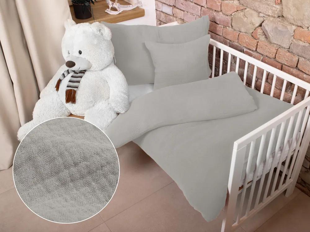 Biante Detské mušelínové posteľné obliečky do postieľky Nature MSN-012 Svetlo sivé Do postieľky 90x120 a 40x60 cm