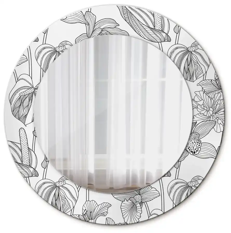 Kvetinový vzor Okrúhle dekoračné zrkadlo | BIANO