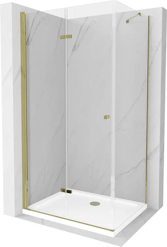 Mexen Lima sprchovací kút 100x70cm, 6mm sklo, zlatý profil - číre sklo + Slim sprchová vanička - 856-100-070-50-00-4010