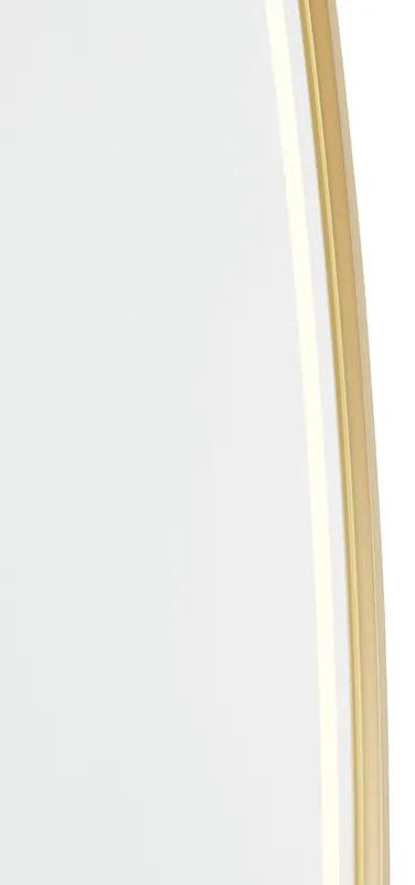 Kúpeľňové zrkadlo zlaté vrátane LED s dotykovým stmievačom oválne - Miral