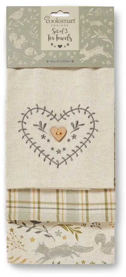 Bavlnené utierky v súprave 3 ks 45x65 cm Woodland – Cooksmart ®