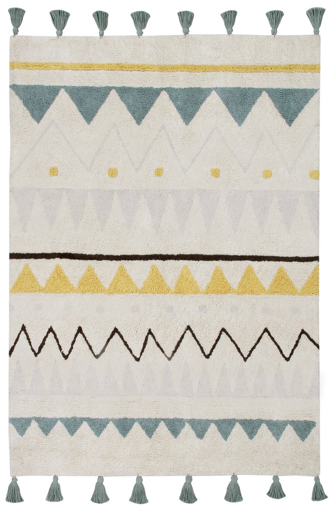 Ručne tkaný kusový koberec Azteca Natural-Vintage Blue, 120x160, modrá, detská izba, Lorena Canals