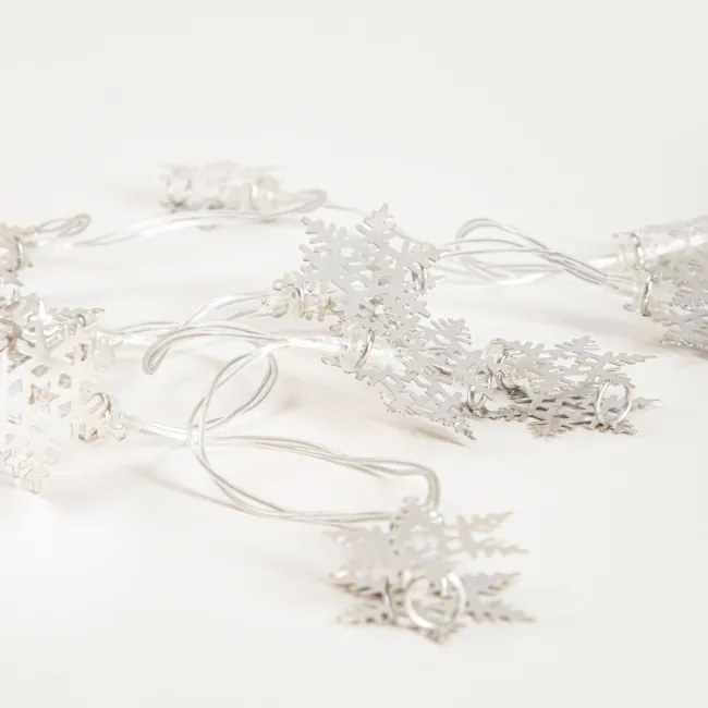 Dekoratívne svetielka SNOFLOCK strieborné vločky 753978