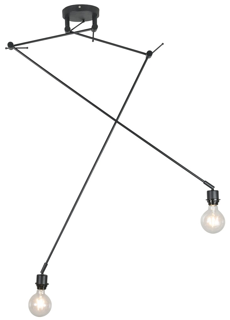 Moderné závesné svietidlo čierne bez tienidla 2-svetlo - Blitz