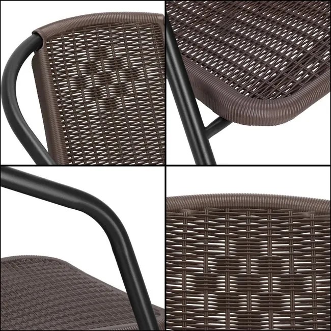 Kovová záhradná súprava Springos – 4 stoličky a stôl so sklenenou doskou