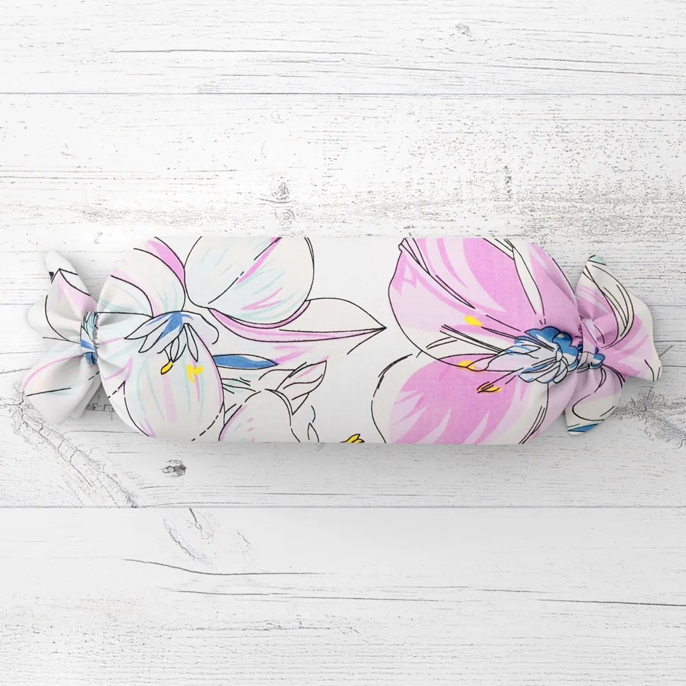 Biante Vankúš valec bonbon Sandra SA-394 Veľké akvarelové kvety 15x60 cm