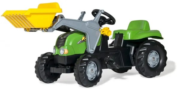 Šlapací traktor s prívesom a lyžicou Rolly Toys 023134 zelený