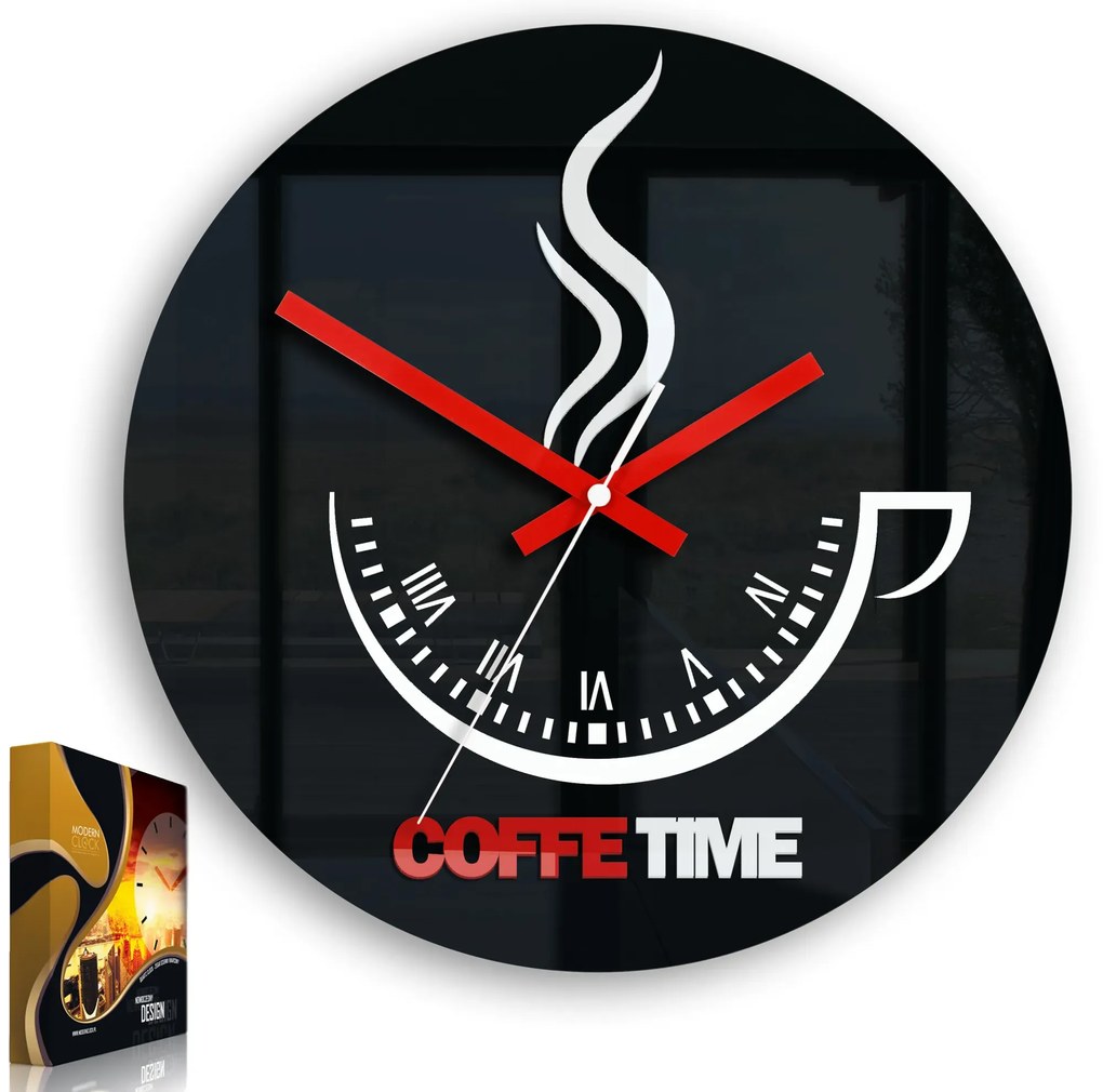 Nástenné hodiny Coffe Time čierne