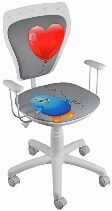 Detská otočná stolička MINISTYLE HEART/CHICK  WHITE