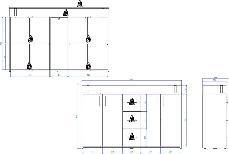 Komoda Drift, dub sonoma/biela