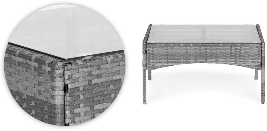 ZÁHRADNÝ SET CONO ŠEDÝ POHOVKA + 2 x KRESLO + STÔL