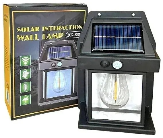 CDK Solárna záhradná nástenná lampa Solar Interaction 888 - čierna - Čierna