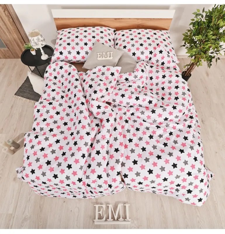 Obliečky bavlnené Hviezdičky ružové EMI, Štandardný set jednolôžko obsahuje 1x 140x200 + 1x 70x90