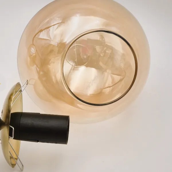 Luster na tyči LILOU 4xE14/5W/230V zlatá/čierna/dymová béžová