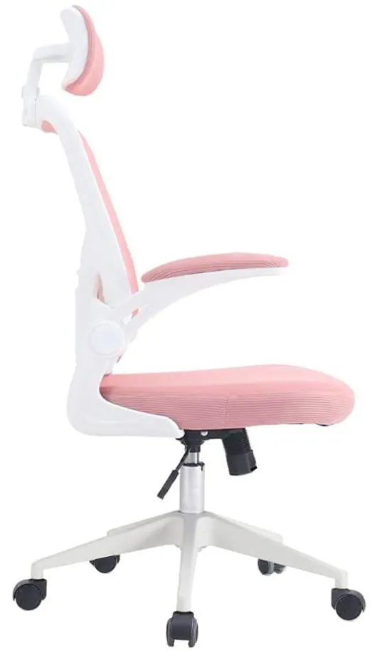 Ergonomická kancelárska stolička s bedrovou opierkou, opierkou hlavy, ružová