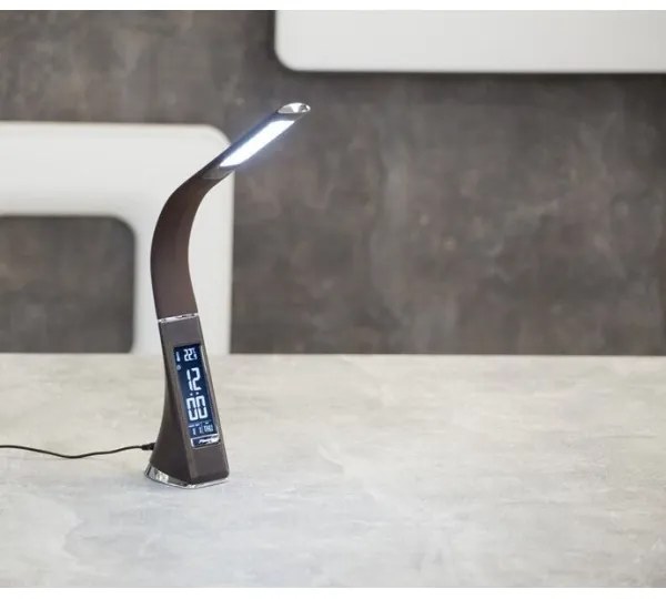 Brilagi - LED Stmievateľná stolná lampa s displejom PELLE LED/7W/230V hnedá