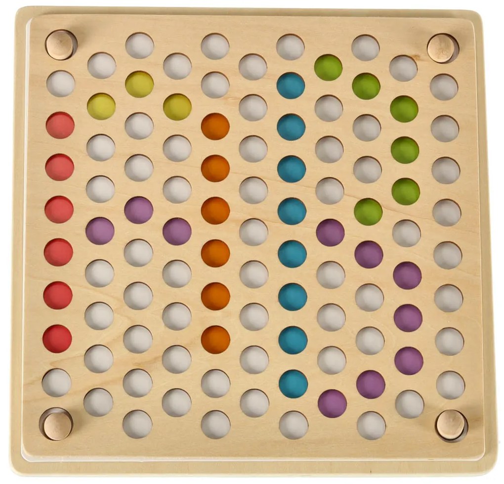 KIK Vzdelávacie Montessori korálkové mozaiky 77 dielov – drevené guličkové puzzle pre deti