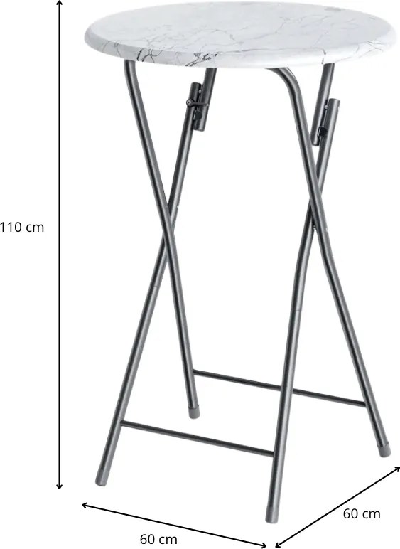 Cateringový skladací barový stôl MARLE 60 cm mramorovo biely