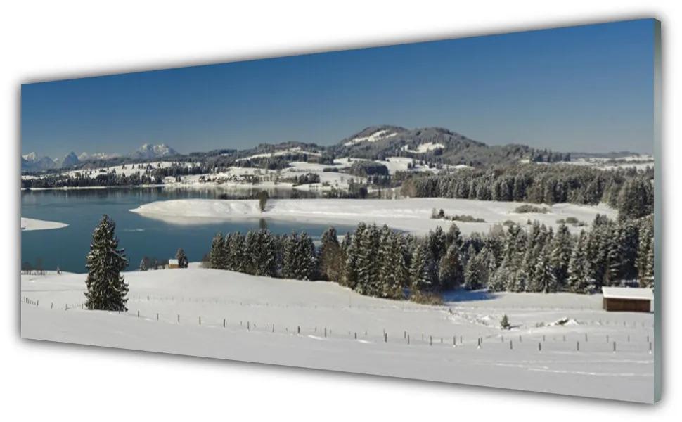 Obraz plexi Jazero sneh príroda hory 125x50 cm