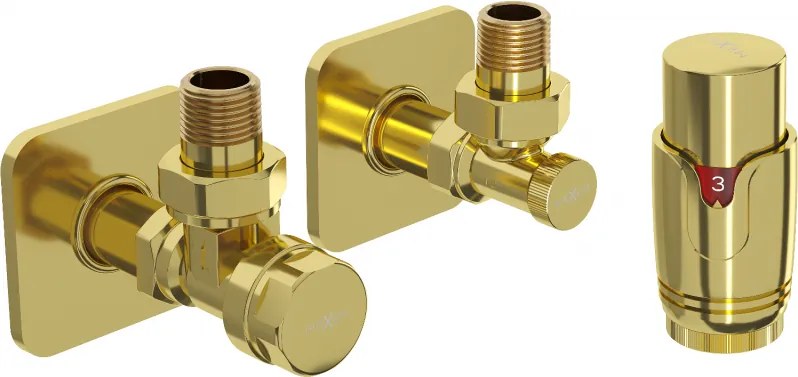 Mexen G00 termostatický súprava uhlový s krytom S, zlatý - W901-900-909-50