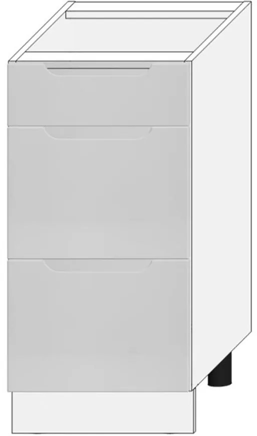 Kuchynská skrinka Zoya D40s/3 Svetlo šedá mat/biely