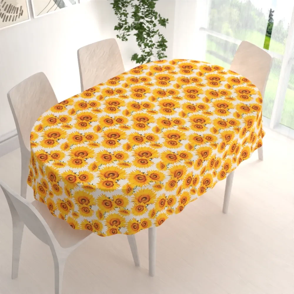 Biante Dekoračný oválny obrus PML-102 Slnečnice na bielom 100x160 cm