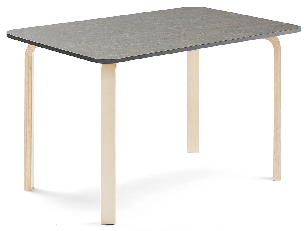 Stôl ELTON, 1200x800x710 mm, linoleum - tmavošedá, breza