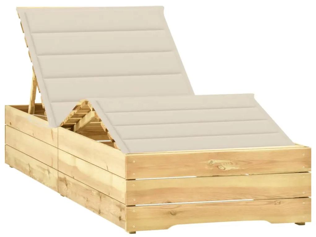 Ležadlo s krémovým vankúšom impregnované borovicové drevo 3065941